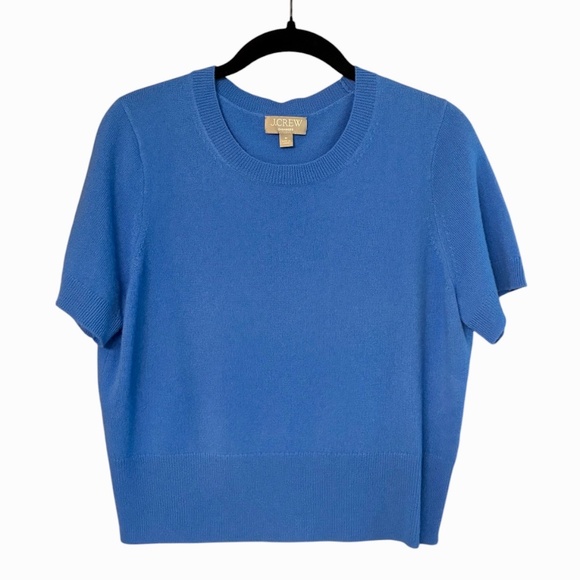 J.Crew Cashmere Shrunken Tee — Short Sleeve — Size M — Vibrant Blue - Picture 1 of 5